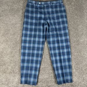 Lauren Ralph Lauren LRL Pants Men 34x27 Blue Plaid Linen Blend Altered READ